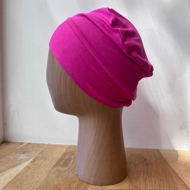 Bonnet Chimio en Bambou Fuschia