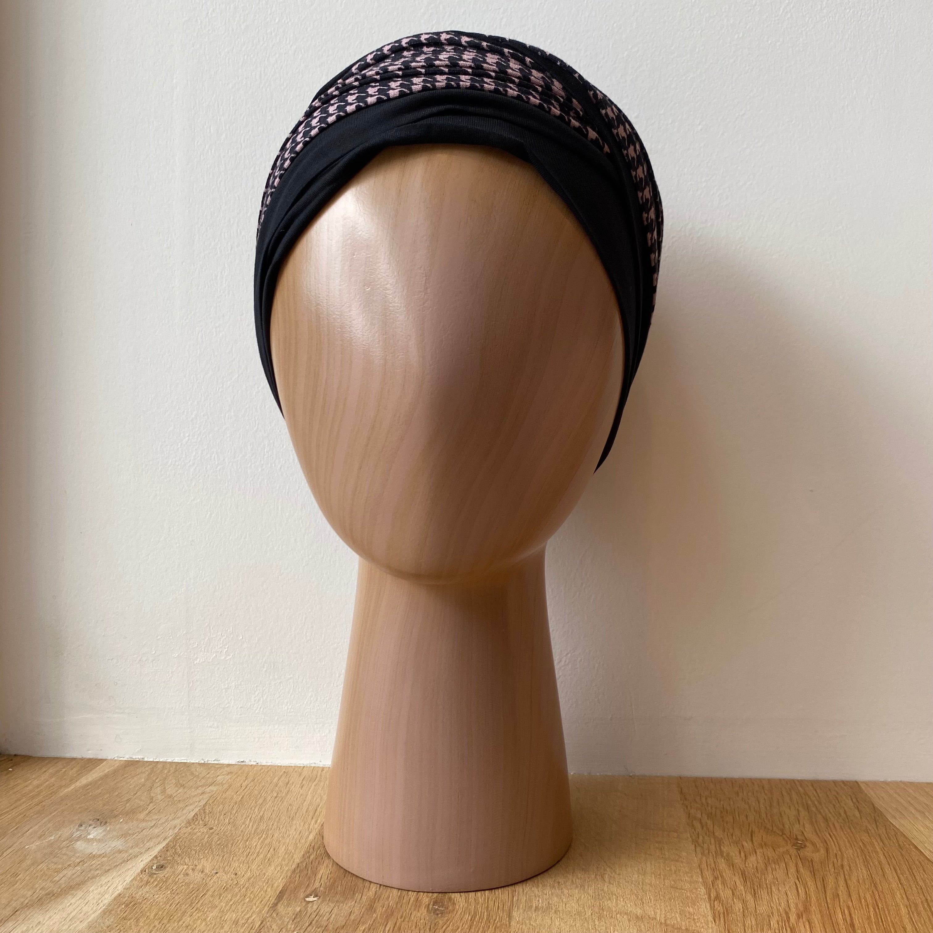 Turban Doris en bambou - Noir rose