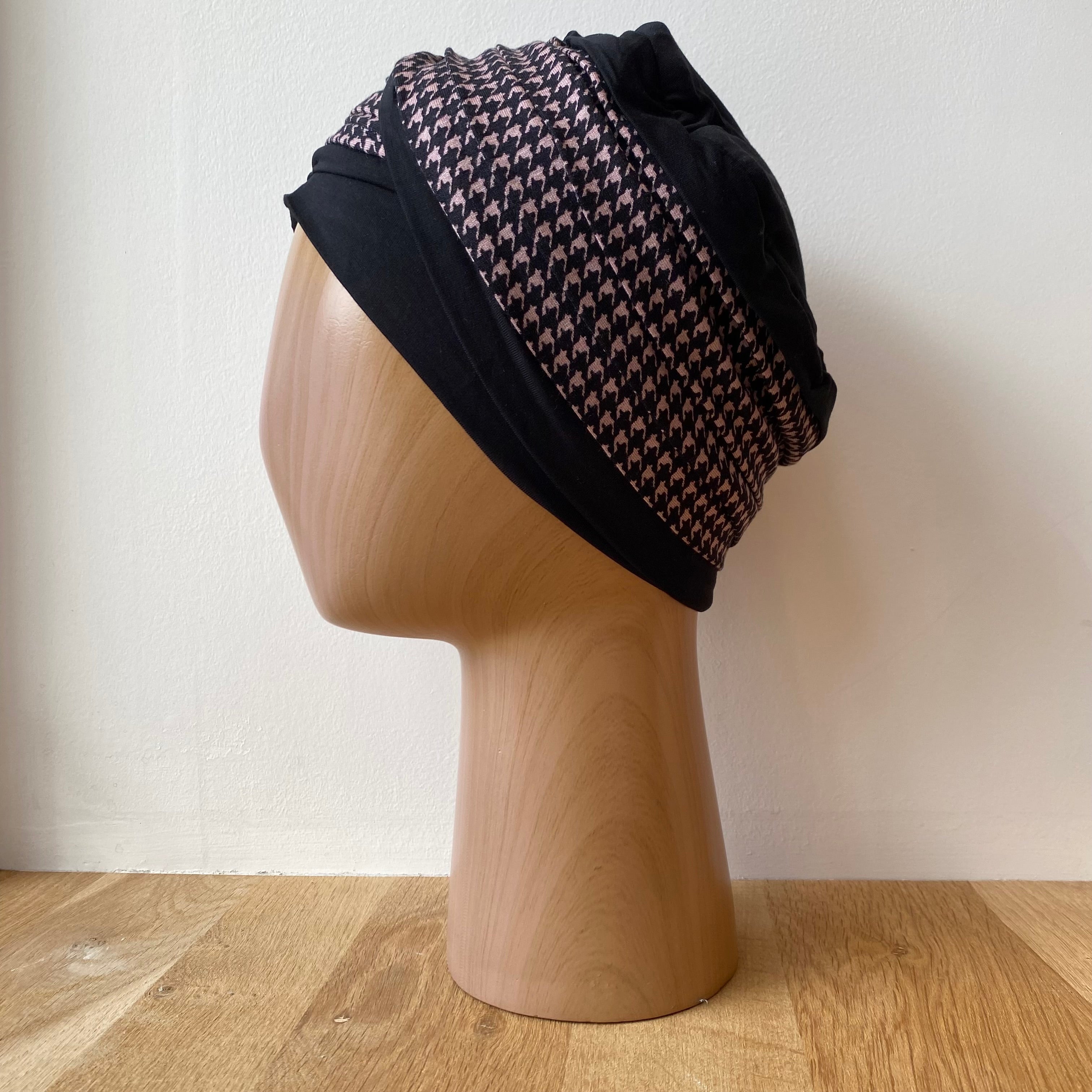 Turban Doris en bambou - Noir rose