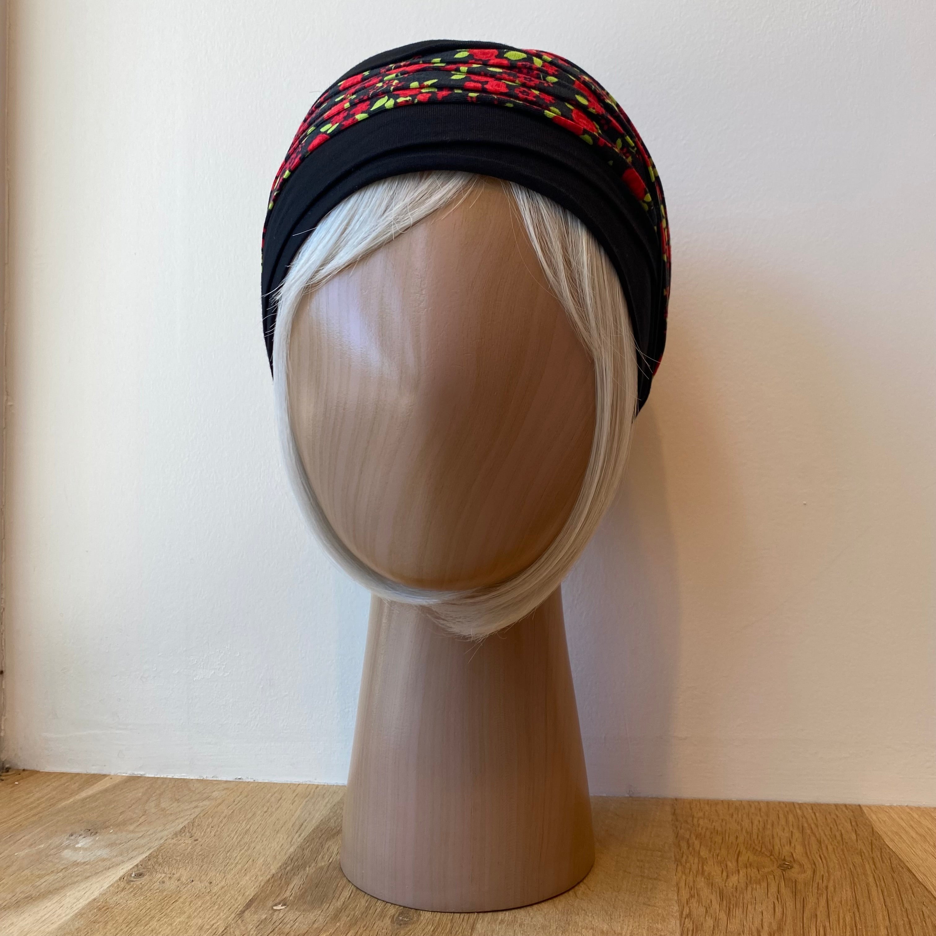 Turban Doris en bambou - Rouge/noir