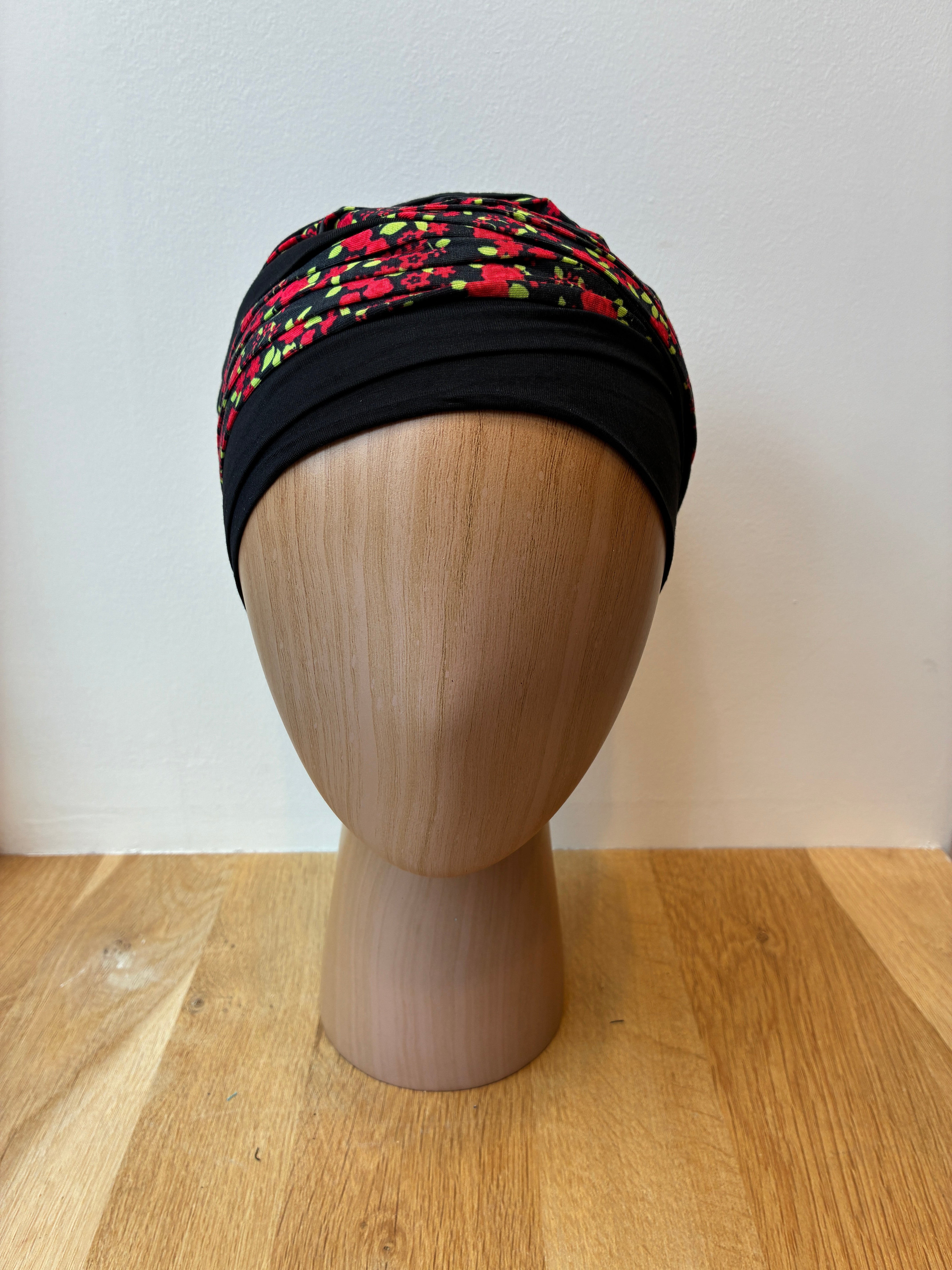 Turban Doris en bambou - Rouge/noir